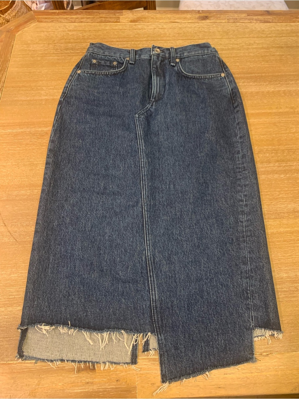 rag & bone Dark Blue  Sukato  denim Skirt with Raw Hem - Picture 3 of 14